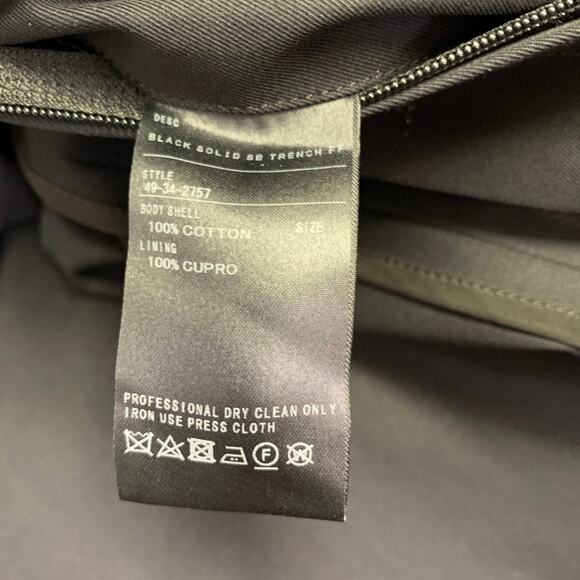 BARNEYS NEW YORK Size 46 Black Cotton Hidden Buttons Trench Coat - Picture 9 of 10